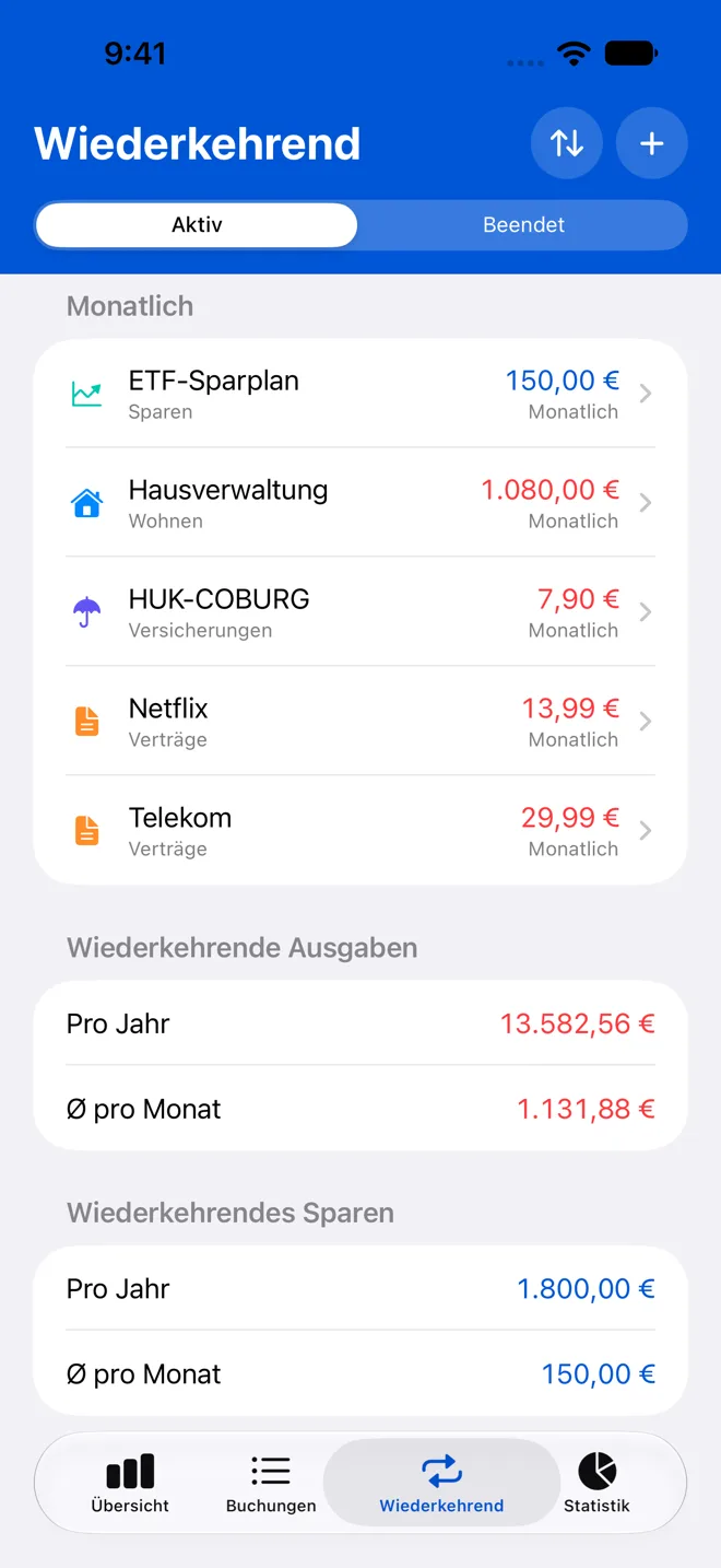 Wiederkehrendes einmal eingeben